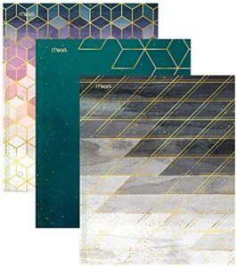 mead spiral notebooks, 1 subject, college ruled paper, 80 sheets, modern chic, 3 pack (38196)