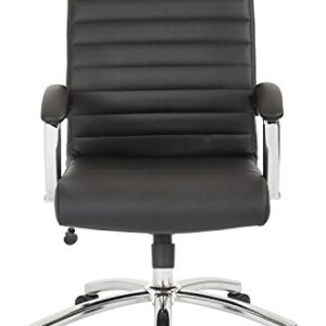 Office Star FL Series Executive Faux Leather Adjustable Office Chair with Built-in Lumbar Support, Mid-Back, Black