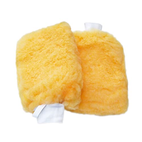 INEBIZ 2pcs Extra Thick Multi-Fiber Sheepskin Lambswool Wash Mitts Car Home Cleaning Gloves