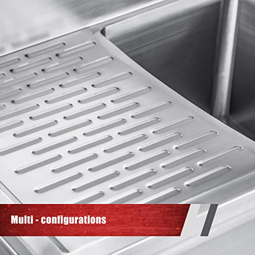 DuraSteel 3 Compartment Stainless Steel Bar Sink with 10" L x 14" W x 10" D Bowl - Underbar Basin - NSF Certified - Double Drainboard, Faucet Included (Restaurant, Kitchen, Hotel, Bar)