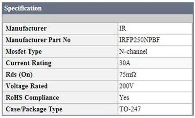 Jekewin 2 pcs of IRFP250 IRFP250N MOSFET FET N-Channel 30A 200V