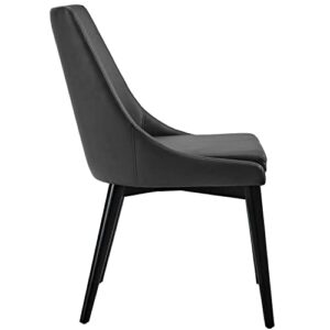 Modway Viscount Mid-Century Modern Faux Leather Upholstered Two Dining Chairs in Black