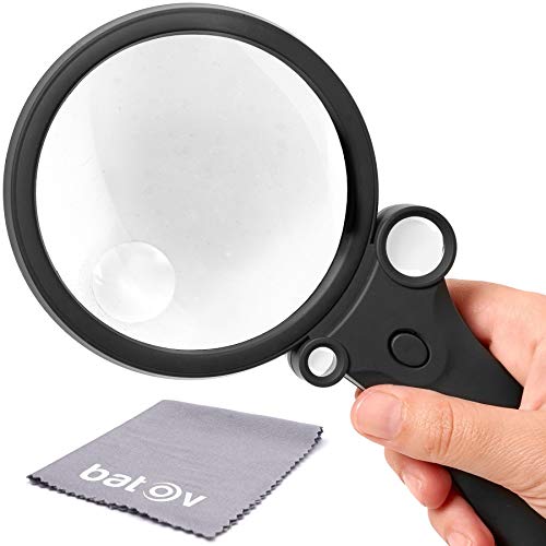 The multipurpose magnifier with light for professionals & collectors | 4 magnification modes | up to 55x magnification | scratch-resistant magnifying glass | for reading, coin, stamp & rock collecting