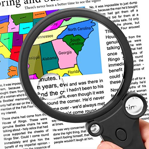 The multipurpose magnifier with light for professionals & collectors | 4 magnification modes | up to 55x magnification | scratch-resistant magnifying glass | for reading, coin, stamp & rock collecting