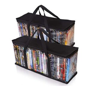 besti home dvd storage bags (2-pack) holds 80 total movies or video games, blu-ray, | convenient travel case for media | stackable, easy to carry