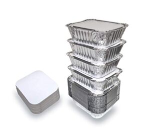 spare essentials 55 pack - aluminum pan/containers with lids/foil containers/aluminum pans with lids/take out containers/disposable pans/aluminum foil food containers/freezer meals containers (1 lb)