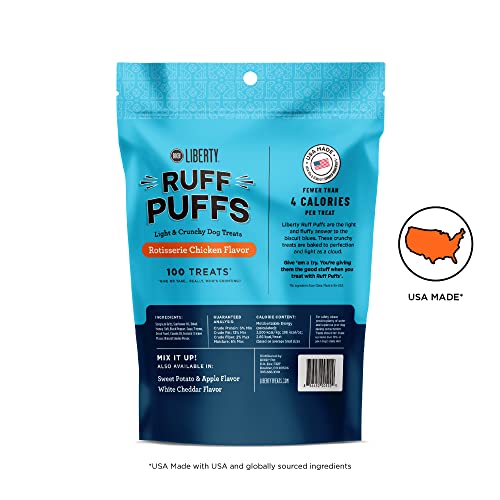 BIXBI Ruff Puffs Flavored Dog Training Treats, Rotisserie Chicken, 4 oz