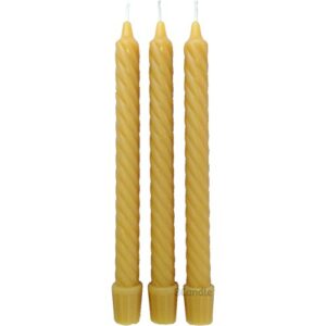 bcandle 100% pure beeswax spiral twist taper candles (set of 3) organic - 8 inches tall, 3/4 inch diameter, hand made