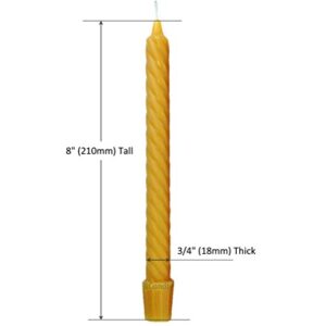 BCandle 100% Pure Beeswax Spiral Twist Taper Candles (Set of 3) Organic - 8 Inches Tall, 3/4 Inch Diameter, Hand Made