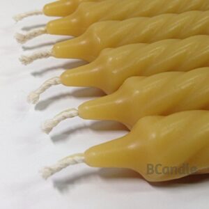 BCandle 100% Pure Beeswax Spiral Twist Taper Candles (Set of 3) Organic - 8 Inches Tall, 3/4 Inch Diameter, Hand Made