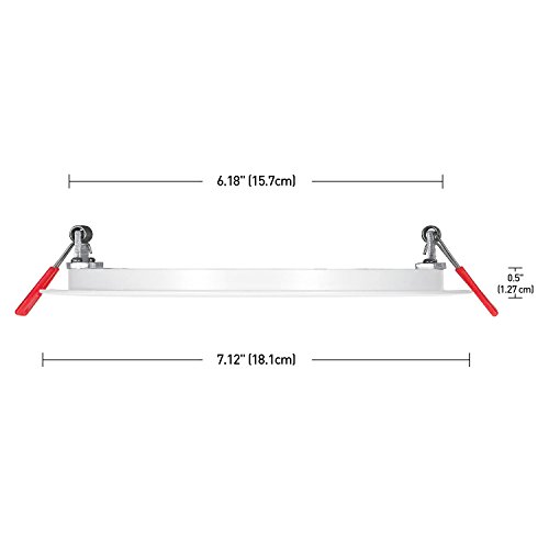 Globe Electric 91126 6" Ultra Slim LED Integrated Recessed Lighting Kit 4-Pack, 12 Watts, Energy Star, IC Rated, Dimmable, Wet Rated, White, 6.31" Hole Size, LED Recessed Lighting, Bathroom Lights