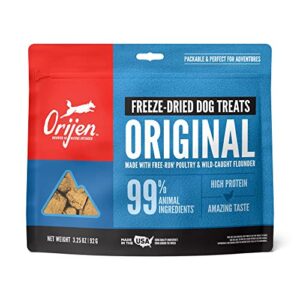 orijen freeze dried dog treats, grain free, high protein, made in usa, original, 3.25 oz
