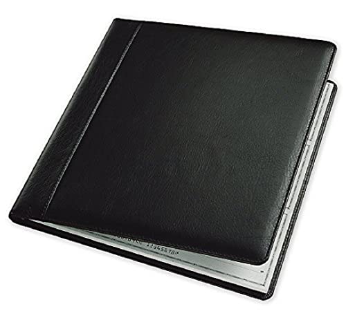 ABC Leather Check Cover, for 3-On-A-Page Executive Deskbook, 9 1/2 x 9", Black