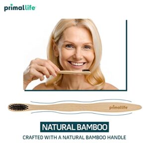 Primal Life Organics - Charcoal Toothbrush, Made with Charcoal & Bamboo, Biodegradable, BPA-Free, Perfect for Kids & Adults, Recyclable, Gently Massages Gums & Teeth, Zero Waste Toothbrush, (1-Pack)