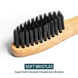 Primal Life Organics - Charcoal Toothbrush, Made with Charcoal & Bamboo, Biodegradable, BPA-Free, Perfect for Kids & Adults, Recyclable, Gently Massages Gums & Teeth, Zero Waste Toothbrush, (1-Pack)