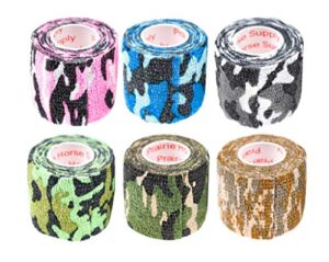 prairie horse supply vet wrap tape bulk (assorted camo colors) (6 pack) (2 inches wide) vet wrap medical first aid tape self adhesive adherent for ankle wrist sprains and swelling