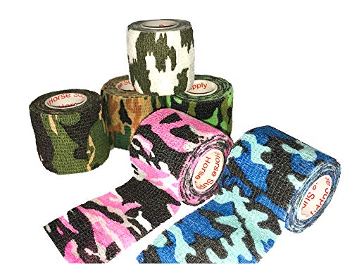 Prairie Horse Supply Vet Wrap Tape Bulk (Assorted Camo Colors) (6 Pack) (2 Inches Wide) Vet Wrap Medical First Aid Tape Self Adhesive Adherent for Ankle Wrist Sprains and Swelling