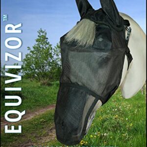 EquiVizor 95% UV Eye Protection (COB) Horse Fly Mask with Ears/Nose. Helps with Uveitis, Corneal Ulcer, Light Sensitive, Cancer, Designed to Stay ON Your Horse, Off The Ground!