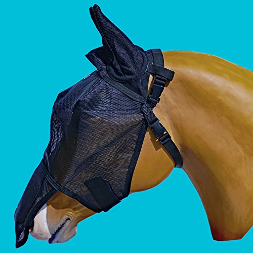 EquiVizor 95% UV Eye Protection (COB) Horse Fly Mask with Ears/Nose. Helps with Uveitis, Corneal Ulcer, Light Sensitive, Cancer, Designed to Stay ON Your Horse, Off The Ground!