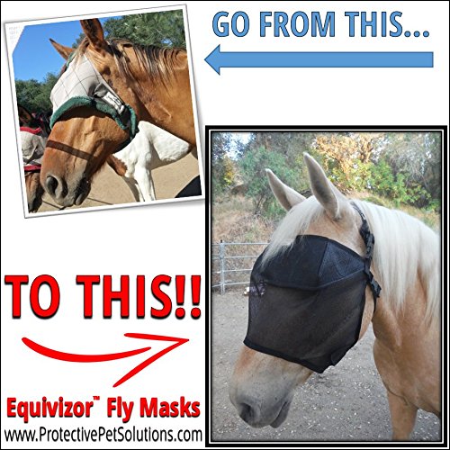 EquiVizor 95% UV Eye Protection (Full) Standard Horse Fly Mask - Help with Uveitis, Corneal Ulcer, Cataract, Light Sensitivity, Cancer. Designed to Stay On Your Horse, Off The Ground!