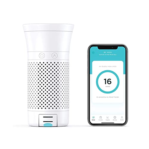 Wynd Plus Smart Personal Air Purifier with Air Quality Sensor - App Integrated, Night Mode Air Cleaner - Monitors Air Quality – Ideal for Home, Desk, Car, Travel – Matte White