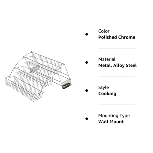 Hardware Resources 3-Tier Pull Down Spice Rack - Chrome-Finished Steel Retractable Organizer for Spice Bottles & Seasoning Jars - Easy to Install, Screws Included - Fits 15” Opening Wall Cabinet