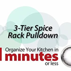 Hardware Resources 3-Tier Pull Down Spice Rack - Chrome-Finished Steel Retractable Organizer for Spice Bottles & Seasoning Jars - Easy to Install, Screws Included - Fits 15” Opening Wall Cabinet