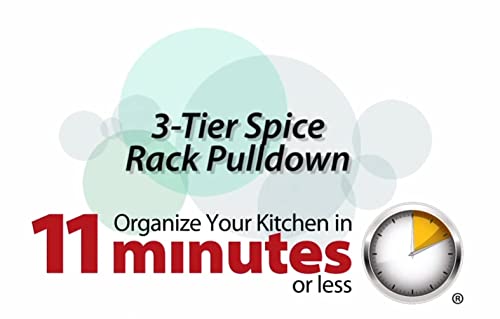 Hardware Resources 3-Tier Pull Down Spice Rack - Chrome-Finished Steel Retractable Organizer for Spice Bottles & Seasoning Jars - Easy to Install, Screws Included - Fits 15” Opening Wall Cabinet