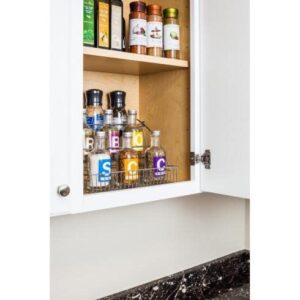 Hardware Resources 3-Tier Pull Down Spice Rack - Chrome-Finished Steel Retractable Organizer for Spice Bottles & Seasoning Jars - Easy to Install, Screws Included - Fits 15” Opening Wall Cabinet