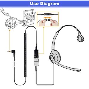 2.5mm Jack to QD Bottom Adapter Cable - Plantronics Alternative to fit Phones with 2.5mm Headset Connection for Cisco SPA303,501G,502G 504G,508G,Cisco Linksys SPA921 922,etc