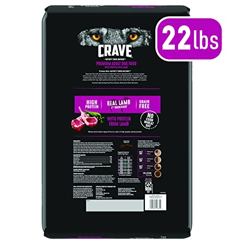 CRAVE Grain Free High Protein Adult Dry Dog Food with Lamb, 22 lb. Bag