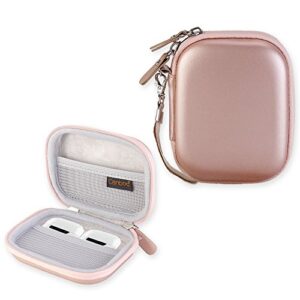canboc hard travel case for apple airpods charging case, protective in-ear bluetooth headsets headphone case, mesh pocket fit airpods case, wall charger and cable, rose gold