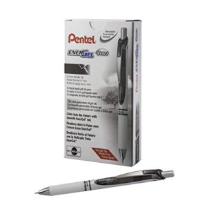 pentel gel ink pen, pearl retractable gel pen, (0.7mm) medium point, needle tip, black ink, 12 pack (bln77pw-a)