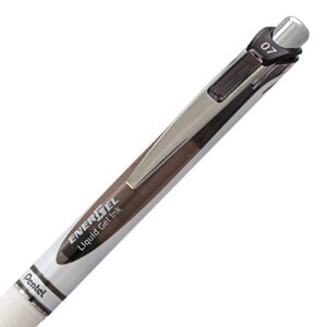 Pentel Gel Ink Pen, Pearl Retractable Gel Pen, (0.7mm) Medium Point, Needle Tip, Black Ink, 12 pack (BLN77PW-A)