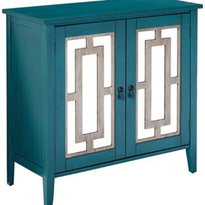 Kings Brand Antique Blue Buffet Server Cabinet / Console Table, Mirrored Doors