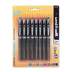 uni-ball 58092pp vision elite stick roller ball pen assorted ink micro 8/pack