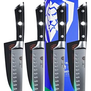 Dalstrong Gladiator Elite Series Forged High Carbon German Steel Steak 4-Piece Kitchen Knife Set with Black G10 Handle, 5 Inches, Sheaths Included