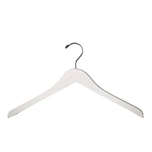 nahanco 8117wch wooden shirt hanger, 17" low gloss white finish without notches and bright chrome hardware (pack of 100)
