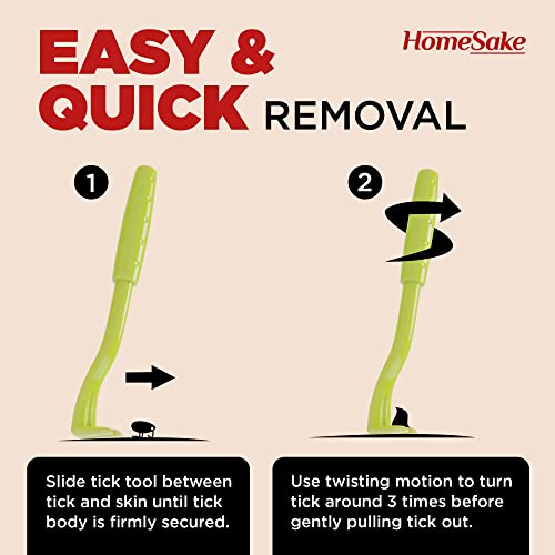 Homesake - Tick Remover Tool for Dogs, Cats & Humans - 1 Packs of 3 - Pain Free Tick Removal Twister Tweezers - Dog Tick Removal Tool - Tick Puller Removes Head & Body - Includes User Guide