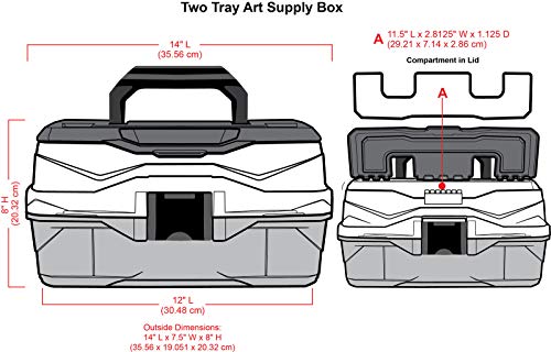 ArtBin 6892AG 2-Tray Art Supply Box, Portable Art & Craft Organizer with Lift-Up Trays, [1] Plastic Storage Case, Gray/Black