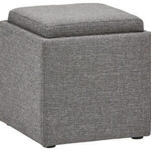 Amazon Brand – Rivet Ross Modern Tweed Lift-Top Storage Ottoman Pouf, 17.7"W, Grey Storm