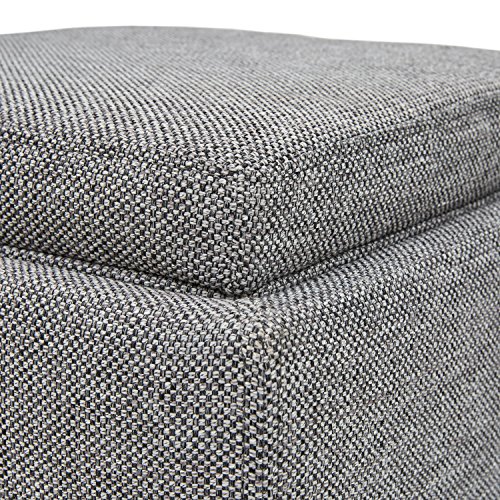 Amazon Brand – Rivet Ross Modern Tweed Lift-Top Storage Ottoman Pouf, 17.7"W, Grey Storm