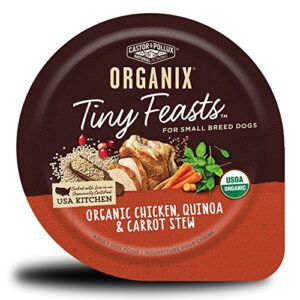 castor & pollux organix tiny feasts organic chicken, quinoa & carrot stew dog food trays, 3.5 ounce (pack of 12)
