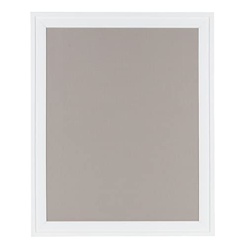 DesignOvation Bosc Framed Gray Linen Fabric Pinboard, 23.5x29.5, White