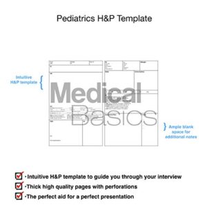 Pediatrics H&P Notebook Medical History and Physical notebook, 100 medical templates with perforations