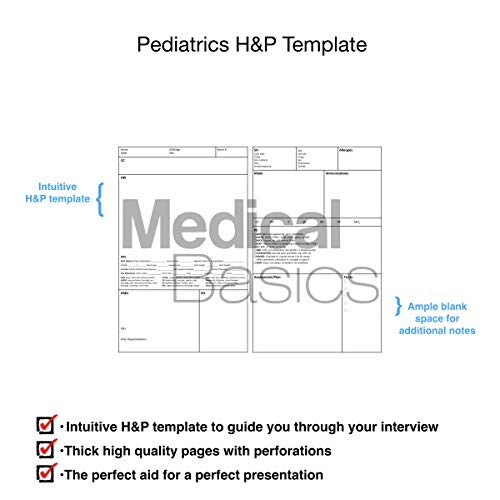 Pediatrics H&P Notebook Medical History and Physical notebook, 100 medical templates with perforations