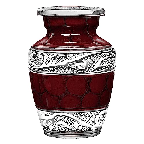 Trupoint Memorials Cremation Urns for Human Ashes - Decorative Urns, Urns for Human Ashes Female & Male, Urns for Ashes Adult Female, Funeral Urns - Red, 1 Small Keepsake