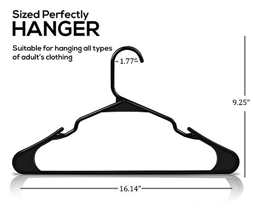 Utopia Home Clothes Hangers 50 Pack - Plastic Hangers Space Saving - Durable Coat Hanger with Shoulder Grooves (Black)