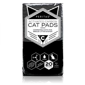 peritas cat pads | generic refill for breeze tidy cat litter system | cat liner pads for litter box | quick-dry, super absorbent, leak proof | 16.9"x11.4" (carbon, 20 count)