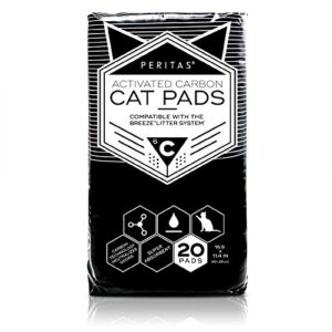 Peritas Cat Pads | Generic Refill for Breeze Tidy Cat Litter System | Cat Liner Pads for Litter Box | Quick-Dry, Super Absorbent, Leak Proof | 16.9"x11.4" (Carbon, 20 Count)